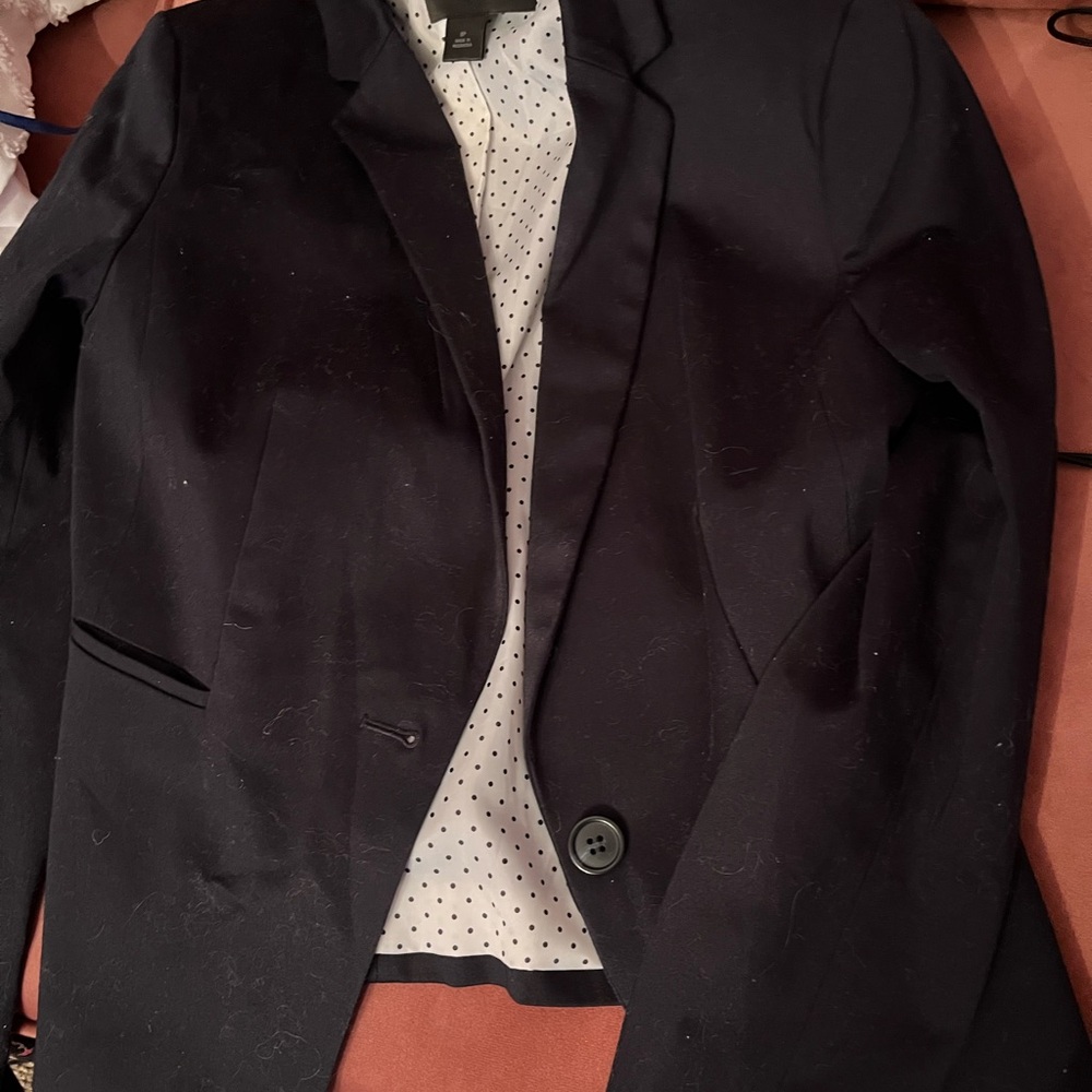 Ann Taylor Black Jacket with Polka Dot Lining